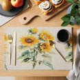 thumbnail image 2 of Sunflower Placemats Set of 4 Rustic Garden Blooms Floral Spring Place Mats Indoor Wipeable Table Mats Washable Cloth Dining Table Placemats for Kitchen Holiday Party Home Decor 13x19 Inch, 2 of 9