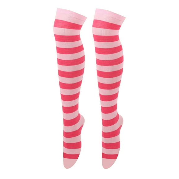Namzi 2 Pairs Over Knee Socks Knee-High Socks High Thigh Boot Stockings Women Knee Highs Socks for Girl Cosplay, Daily Wear,Rose