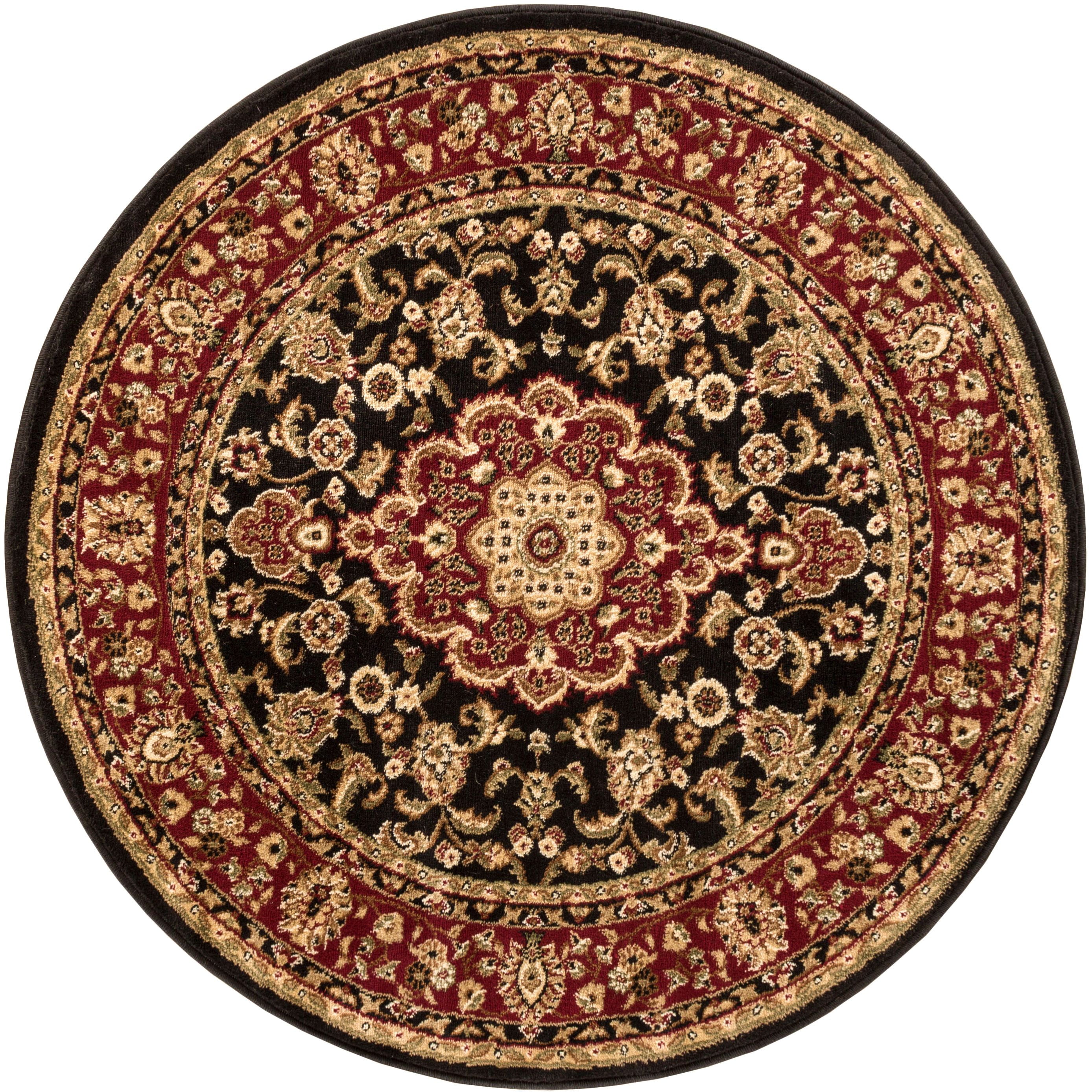 Photo 1 of 541030 Barclay Medallion Kashan 5 Ft. 3 in. Round Area Rug in Black