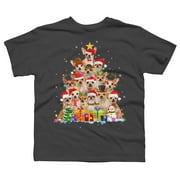 Christmas Pajama Chihuahua Tree Boys Charcoal Gray Graphic Tee - Design By Humans L