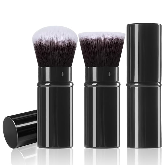 LNGOOR Pro Makeup Retractable Airbrush Kabuki Brush - Smooth Foundation Application for Liquid Cream and Powder Makeup - Durable Aluminum Handle Portable and Easy to Clean
