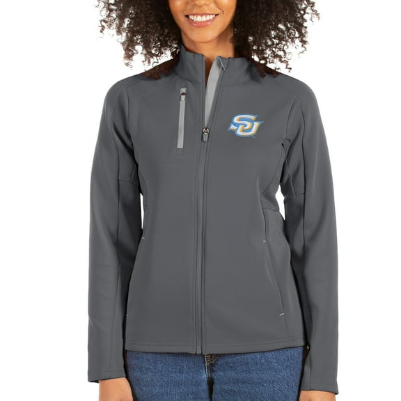 Women's Antigua Charcoal/Silver Southern University Jaguars Generation Full-Zip Jacket