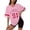 A-Pink869, variant on Bibifish Womens Tees V Neck Short Sleeve Mesh Los Angeles Print Contrast Trim Oversized T-Shirts Trendy Y2K Game Day Street Tops