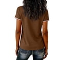 thumbnail image 4 of CUKOLSXA Womens V Neck T Shirts, Women's Short Sleeve Tops, Flag Shirts for Women, Women's Casual Fashion V-Neck Sports Independence Day Print Short Sleeve Sports T-Shirt Top, Brown, 2XL, 4 of 4