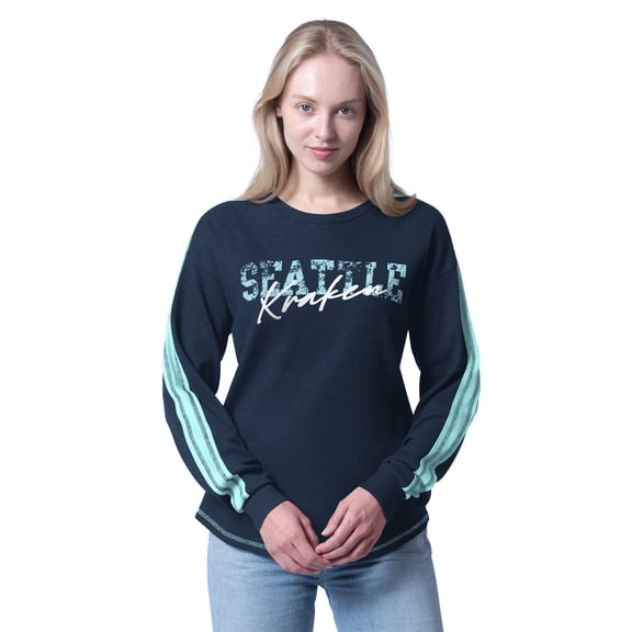 Women's G-III 4Her by Carl Banks Deep Sea Blue Seattle Kraken Advantage Thermal Long-Sleeve Tri-Blend T-Shirt