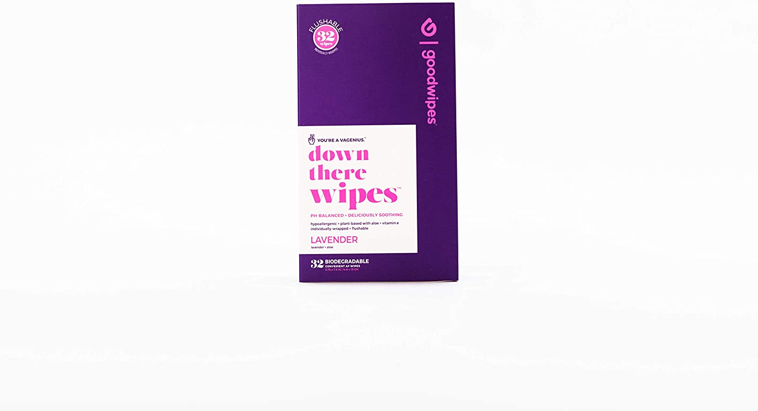 Goodwipes Down There Flushable Wet Wipes for Women, Lavender Scent, 32