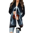 thumbnail image 3 of Kilaqueen Cute Cat Pumpkin Printed Womens Cardigan Fashion Plus Size Lightweight Cardigans Open Front Long Sleeve Fall Blouses Comfy Halloween Cardigan, 3 of 7