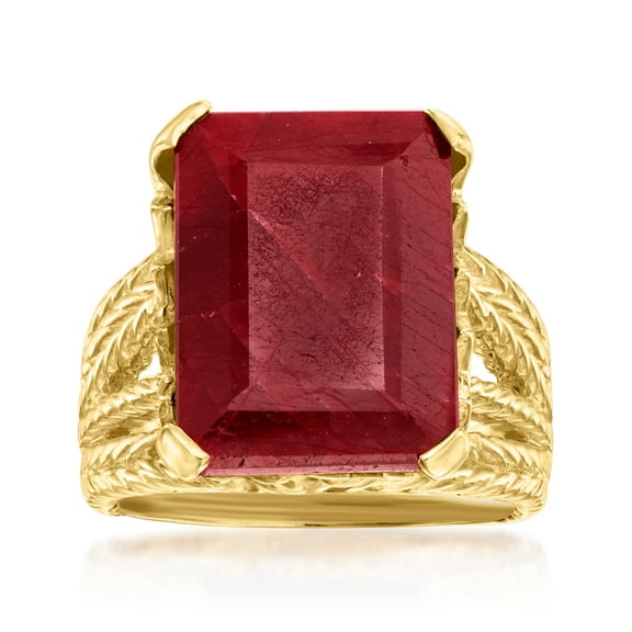 Ross-Simons 15.00 Carat Ruby Multi-Row Ring in 18kt Gold Over Sterling, Women's, Adult