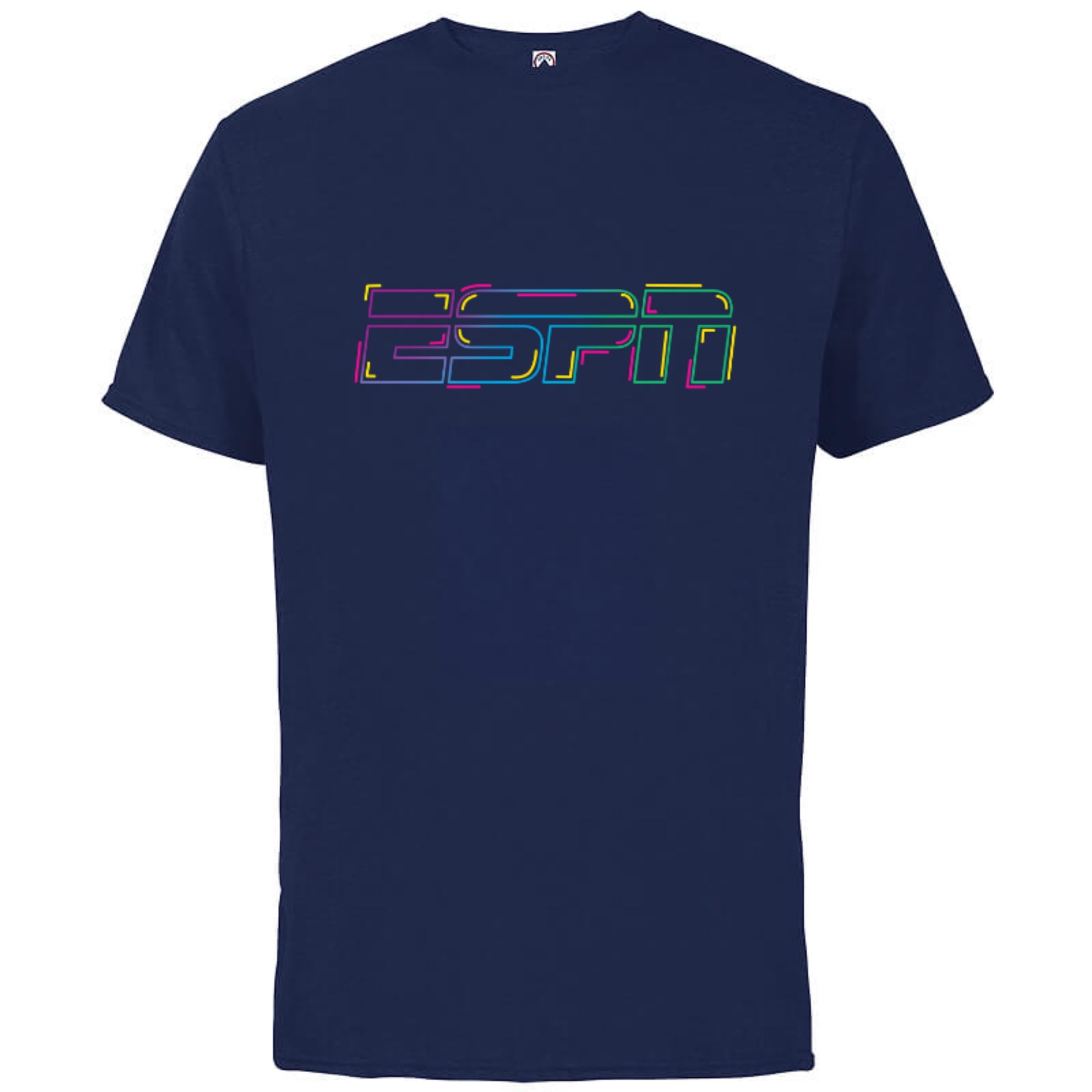 ESPN Logo Colorful Outline Standard - Short Sleeve Cotton T-Shirt for Adults - Customized-Athletic Navy