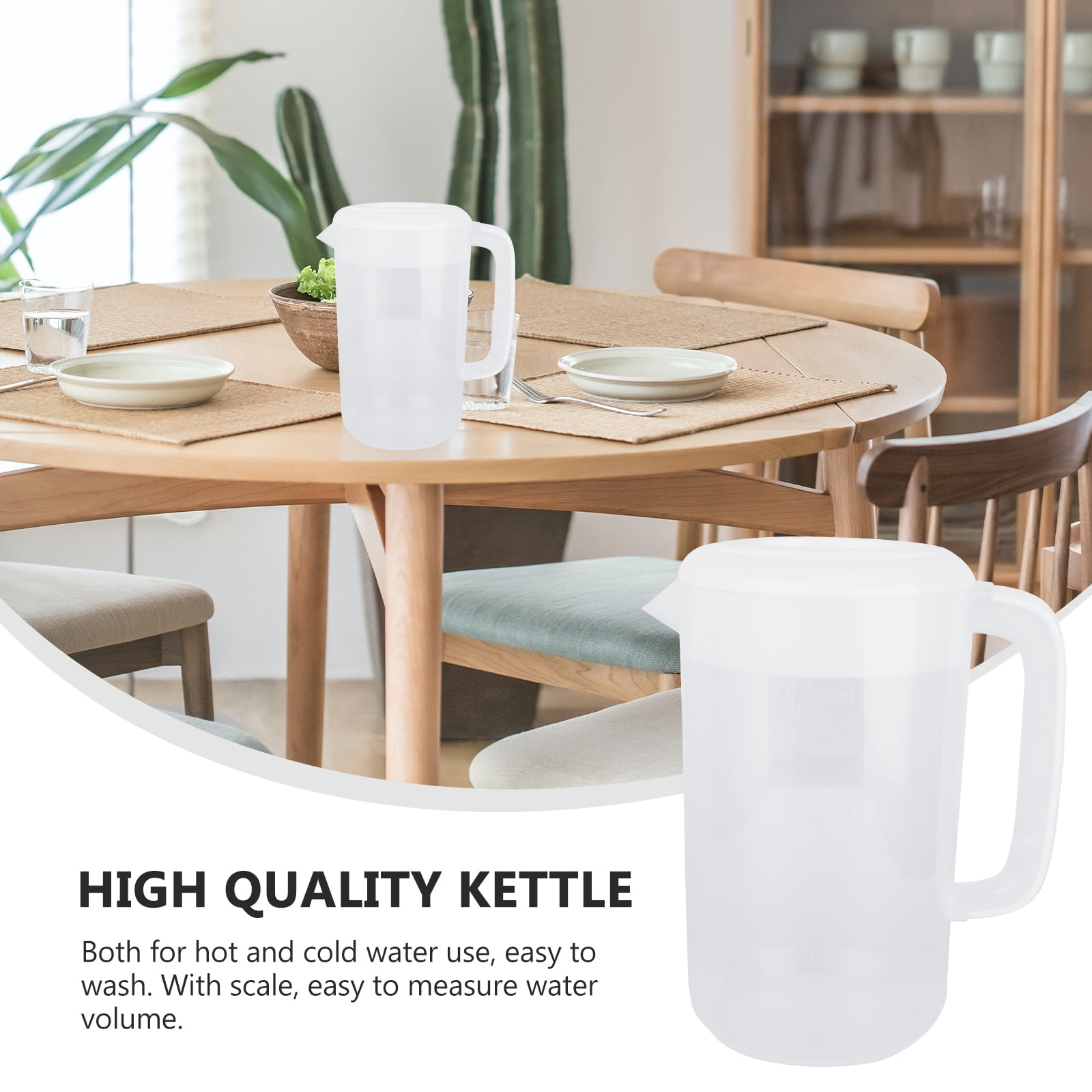 PENIKOKO Large Capacity Transparent Plastic Water Pitcher with Lid for Home, Kitchen, Office Use - and
