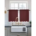 thumbnail image 2 of Pure Oxblood Red Tier Curtains 24 Inch Length,Sheer Curtains for Bedroom Living Room Contemporary Solid Color Minimalist Art Short Kitchen Curtains Drapes for Small Half Window 27.5"x24" 2 Panels, 2 of 7