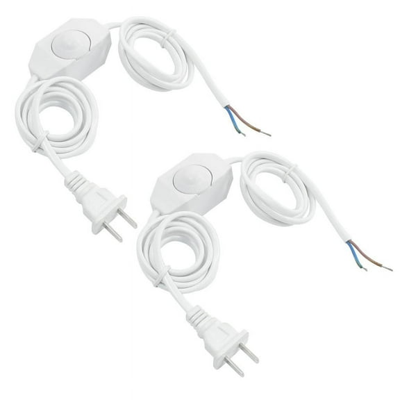 2X White Lamp Power Cord with Dimmer Switch AC 250V/110V US Plug