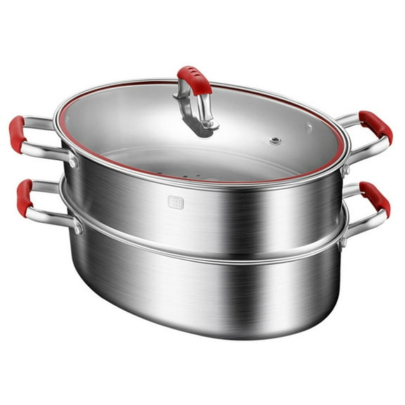 Stainless Steel Fish Steamer,Fish Steam Pot, Oval Cookware Stockpot with Rack for Seafood Cooking Soup