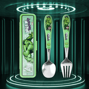 2pcs Hulk Tableware Set, Cartoon Soup Spoon and Fork, Kids Dining Utensils, Party Supplies, and Fun Anime Figures Party kids Toys