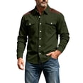 thumbnail image 3 of Men's Casual Splicing Corduroy Button Up Shirt Classic Fit Long Sleeve Fall Winter Top with Utility Pockets, 3 of 8