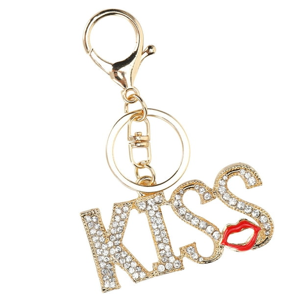 Sonew Key Ring,Rhinestone Kiss Keychain,Crystal Kiss Keychain Rhinestone  Red Lip Keyring Pendant Hang Decoration Rey Chain Ring