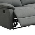 thumbnail image 4 of Fery 74 Inch Manual Recliner Sofa- 3 Seater- Gray Burlap Upholstery- Wood, 4 of 7