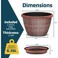 thumbnail image 2 of 10-Inch Whiskey Barrel Planters Outdoor Pack of 2 - Durable Plastic Plant Pots for Indoor & Outdoor Use with Drainage & Saucer, Lightweight Rustic Barrel Planters for Flowers, Herbs & Small Plants, 2 of 4