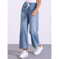 thumbnail image 4 of DARING DIVA Women's Trendy Elastic Waist Wide Legs Drawstring Jeans 2XL Light Blue, 4 of 6