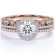 thumbnail image 1 of JeenMata Anillo de Bodas de Tres Diamantes y Moissanita de Corte Redondo Clásico de 1,5 Quilates Engastado en Oro Rosa de 10 K, 1 of 6