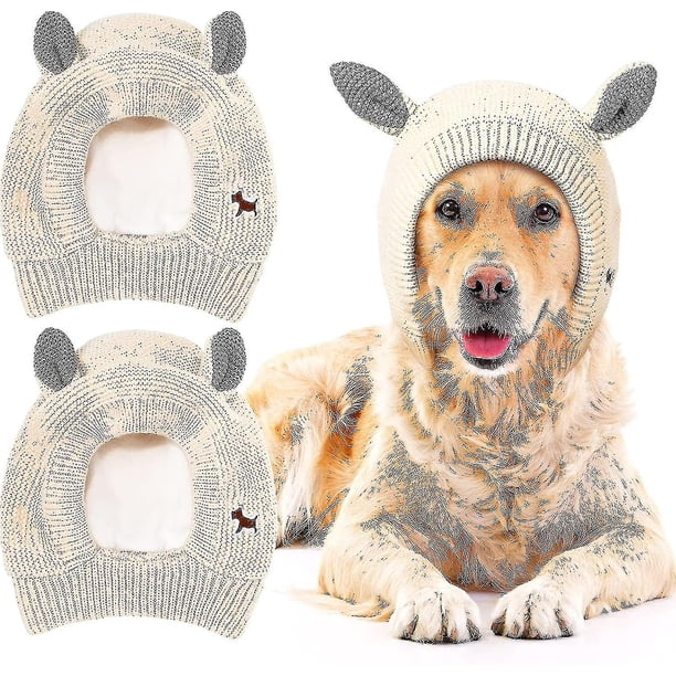 2 piezas Gorros de punto LANNMXG Orejas silenciosas para mascotas Orejeras cálidas para perros Protección auditiva