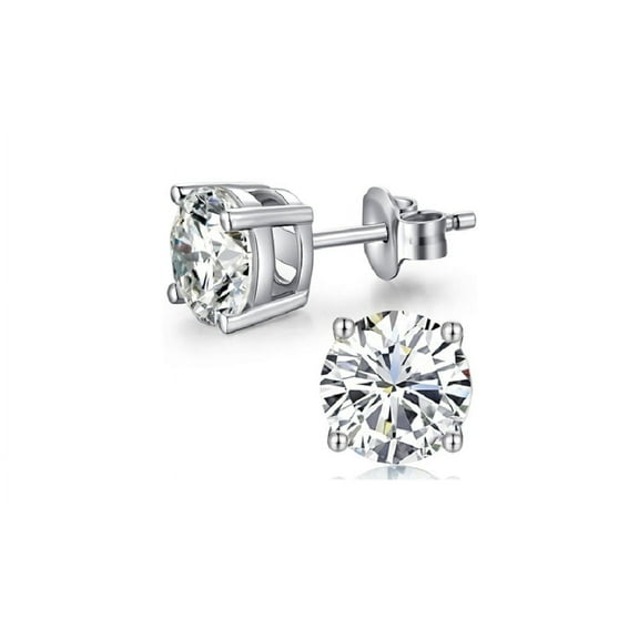 Paris Jewelry 18k White Gold 5 Carat Created White Sapphire Round Stud Earrings Jewelry Gift for Women Men plated