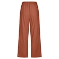 thumbnail image 3 of Fangasis Women Bottoms Cropped Trousers Wide Leg Capri Pants Ladies High-Waist Cotton Linen Pant Breathable Summer Palazzo Brown L, 3 of 6