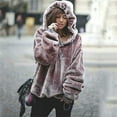 thumbnail image 5 of LYXSSBYX Winter Coats for Women Womens Fluffy' Sweater Warm Outwear Long Sleeve Hooded Sweatshirt Oversize Coat, 5 of 9