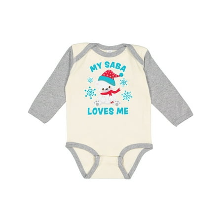 

Inktastic Polar Bear My Saba Loves Me in Santa Hat with Snowflakes Gift Baby Boy or Baby Girl Long Sleeve Bodysuit