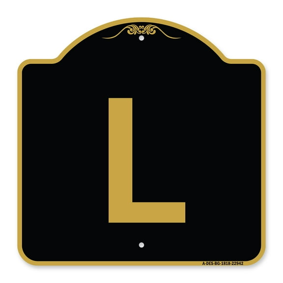 SignMission A-DES-BG-1818-22942 18 x 18 in. Designer Series Sign - Sign with Letter L , Black & Gold
