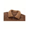 thumbnail image 4 of 1pc TNZI men's autumn and winter workwear lapel suede jacket, fleece thickened warm casual jacket, loose and versatile jacket, zipper pocket workwear jacket, large size simple and fashionable, 4 of 5