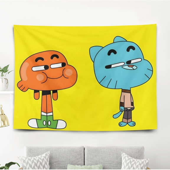 The Amazing World Of Gumball Pattern Wall Hanging 50*60 Inches High-Quality Peach Skin Velvet Material Classic And Charming