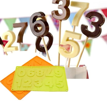 

3D Number 0-9 Lolli Silicone Fondant Mold Cake Decorating Chocolate Mould BD WA