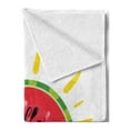 thumbnail image 2 of Hello Summer Soft Flannel Fleece Blanket, Watermelon Slice Motif with Hand Drawn Ocean Waves Summer Season Themed Exotic, Cozy Plush for Indoor and Outdoor Use, 60" x 80", Multicolor, by Ambesonne, 2 of 5