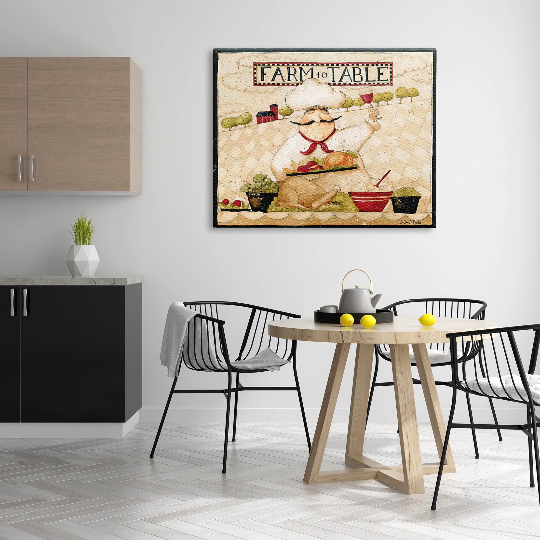 Farm to Table Vintage Chef Meal Food & Beverage Graphic Art Gallery Wrapped Canvas Print Wall Art