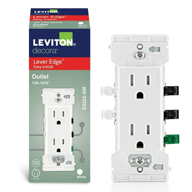 Outlet Leviton Lever Edge E5325-SW, 15 amperios, resistente a manipulaciones