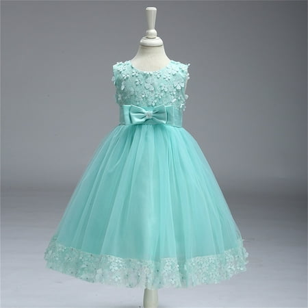 

Girls Dresses Size 2-12 T Flower Vintage Floral Lace Sleeveless Mid-length Flower Girls Dresses for Wedding Party Evening Formal Dance Gown light Green 9-10 Years