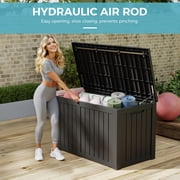 Bifanuo 150 Gallon Deck Box, Outdoor Storage Box, Large Waterproof Resin Indoor Storage Box with Built-in Steel Beams for Patio, Cushions, Pool Supplies