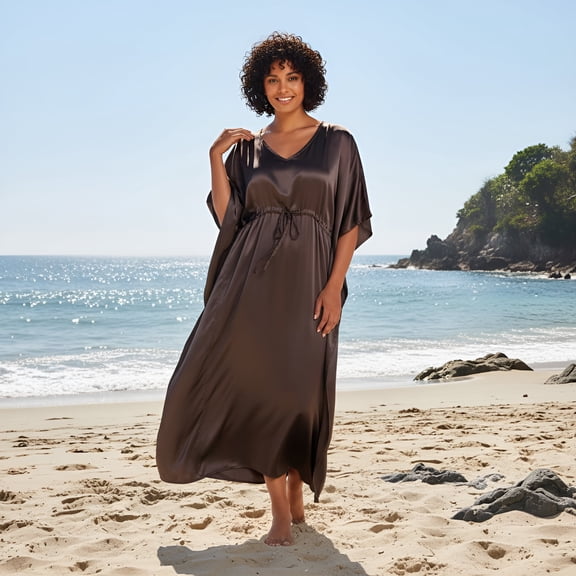 Oussum Women's Kaftans Plus Size Dresses Satin Long Maxi Adjustable Caftans Online