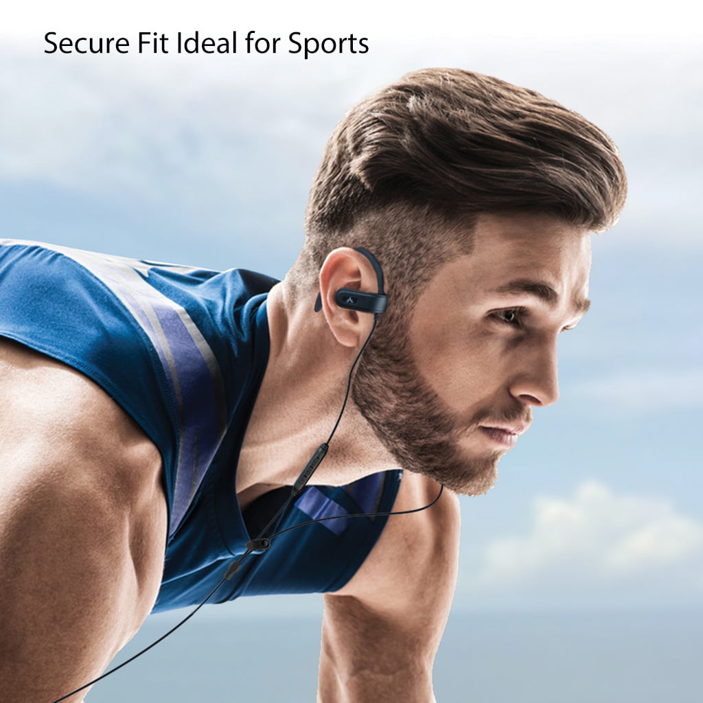 Avantree E171 - Sports Earbuds Wired with Microphone, Sweatproof Wrap Around Earphones with Over Ear Hook, in Ear Running Headphones for Workout