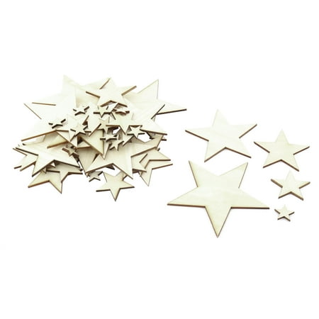 Wooden Christmas Decor - Unique Bargains Wooden Star Shaped DIY Christmas Tree Decor Ornaments Beige 50 in 1