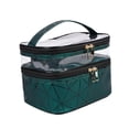 thumbnail image 2 of Double Layer Cosmetic Bag Toiletry Bag for Picnic Hair Accessories Cosmetics Green, 2 of 8
