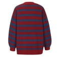 thumbnail image 4 of POROPL Fall Sweaters for Women Long Sleeve Crew Neck Sweater Oversized Knitted Striped Top Size S-XL, 4 of 5