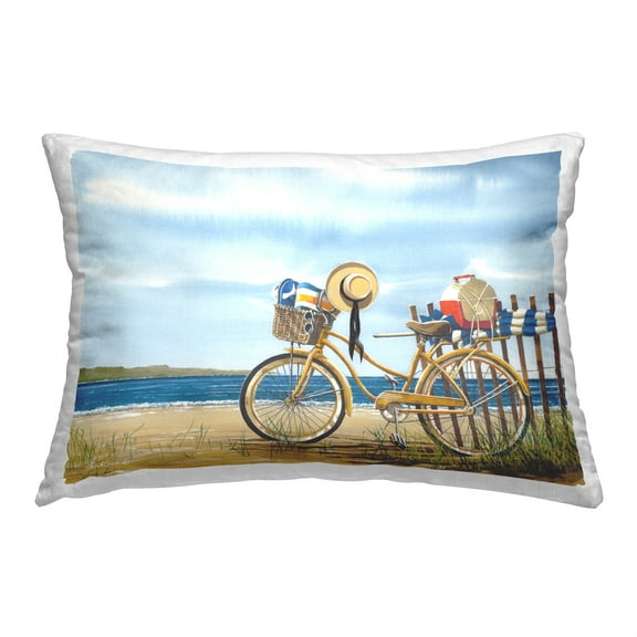 Stupell Industries Seaside Bicycle Scene Decorative Printed Throw Pillow, 14 x 20