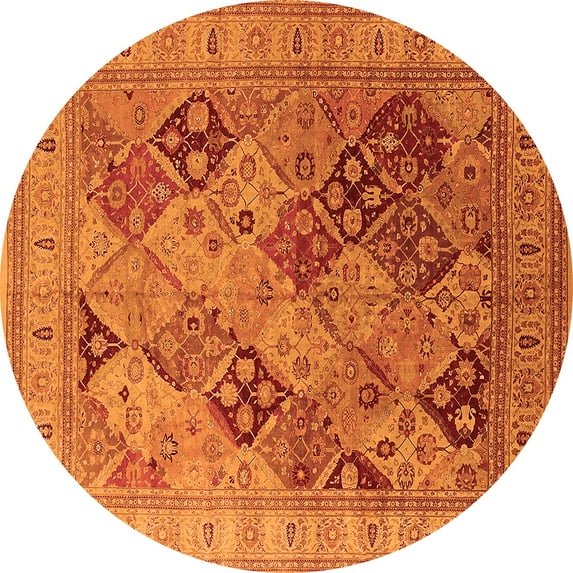 Ahgly Company Indoor Round Oriental Orange Industrial Area Rugs, 6' Round
