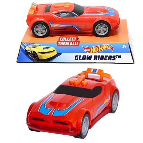 Hot Wheels Glow Riders on platform box Red
