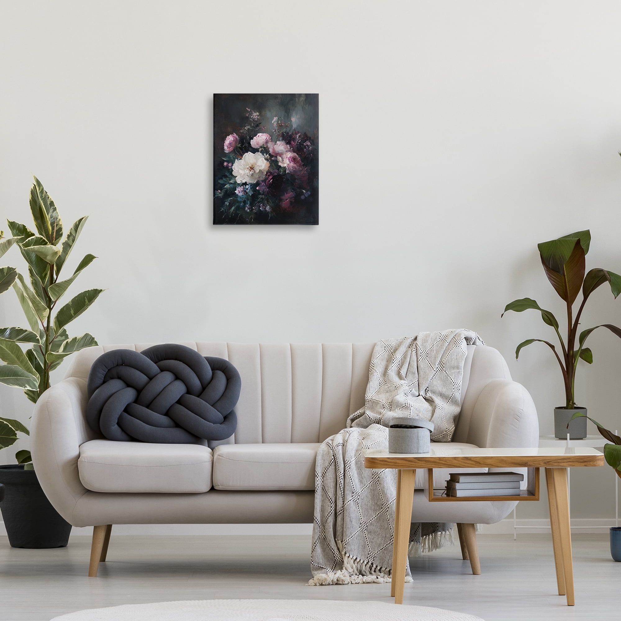 Stupell Industries Vintage Dark Blossoms Plants & Flowers Painting Wrapped Canvas Art Print Wall Art, 16 x 20