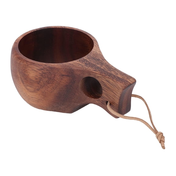 BIMZUC Hand‑Made Nordic Wood Camp Mug – Portable Wooden Cup with Handle for Coffee, Tea, Water & Milk – Eco‑Friendly, Versatile Travel Drinkware
