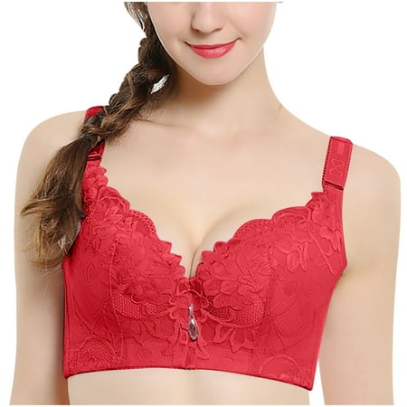 Lace Bra and Panty Set Women Stretch Plus Size Sports Bra Underwear Yoga Hollow Out Bra V-Neck Seamless Bra Feature Hook and Eye Closure Balconette Bra Style Y-272   Red 3XL