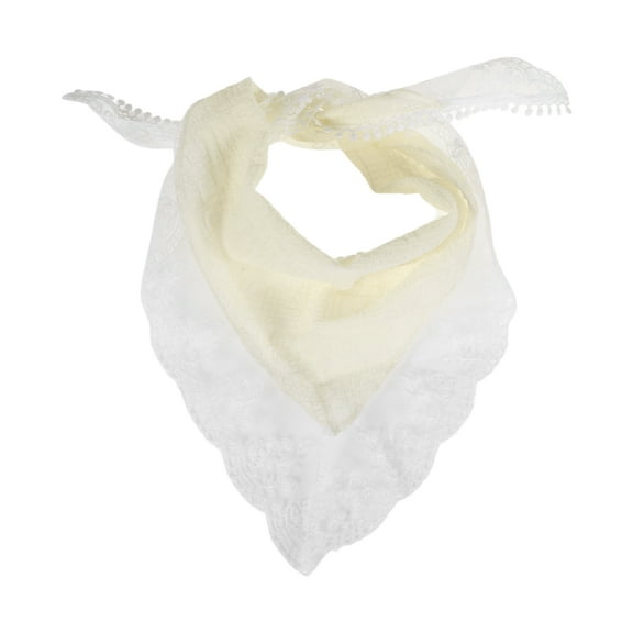 Unique Bargains 1 Pc French Lace Triangle Bandana Solid Color Turban Crochet Hair Scarf for Women Beige
